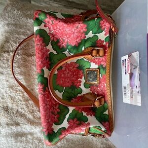 Dooney & Bourke Floral Satchel with Pink and Green Accents